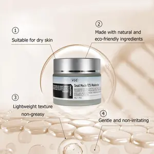 VGO Snail Mucin Moisturizer 50g Daily Face Gel Cream and 30ml/60ml Vitamin C Facial Serum Essence moisturizer Skincare Hyaluronic Skin Repair Comfort  Anti-Wrinkle Oil Hydrating Lightweight Moisture Hydrate Sensitive Daily Moisturizer Instant Hydration