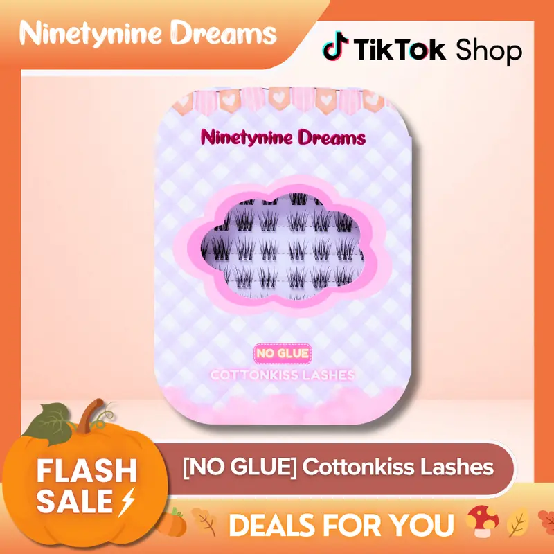 Ninetynine Dreams [NO GLUE] Cottonkiss Self-Adhesive Lashes | 9-13mm C Curl No Glue Required Press-On Lash Clusters - Fluffy Lightweight Wispy Natural Manhua Beginner-Friendly Daily Reusable Eyelashes with Ultra-Thin Self-Stick Jelly Adhesive Band