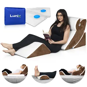 LX5 4pcs Orthopedic Bed Wedge Pillow System with Hot Cold Pack Brown Supportive Memory Foam