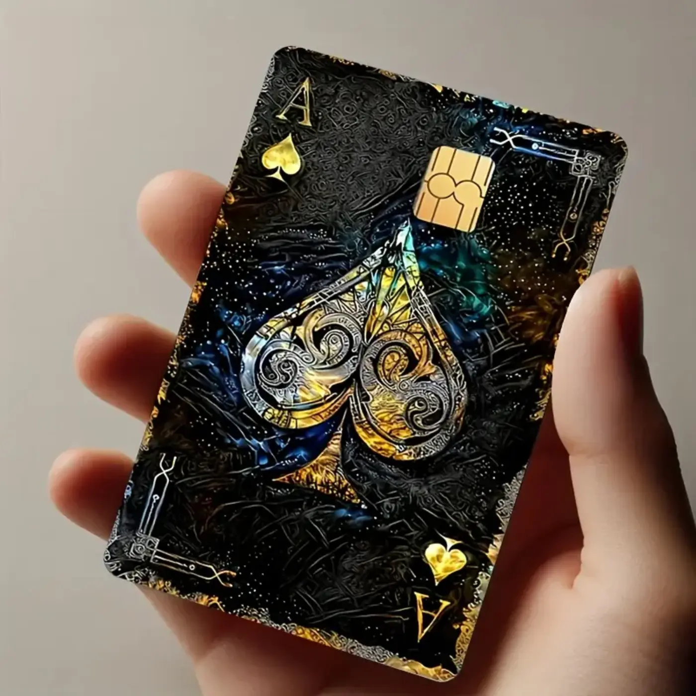 Ace of Spades Card Skin Sticker, Black Gold Luxury Wallet Decal, Premium Debit Credit Card Cover Gift