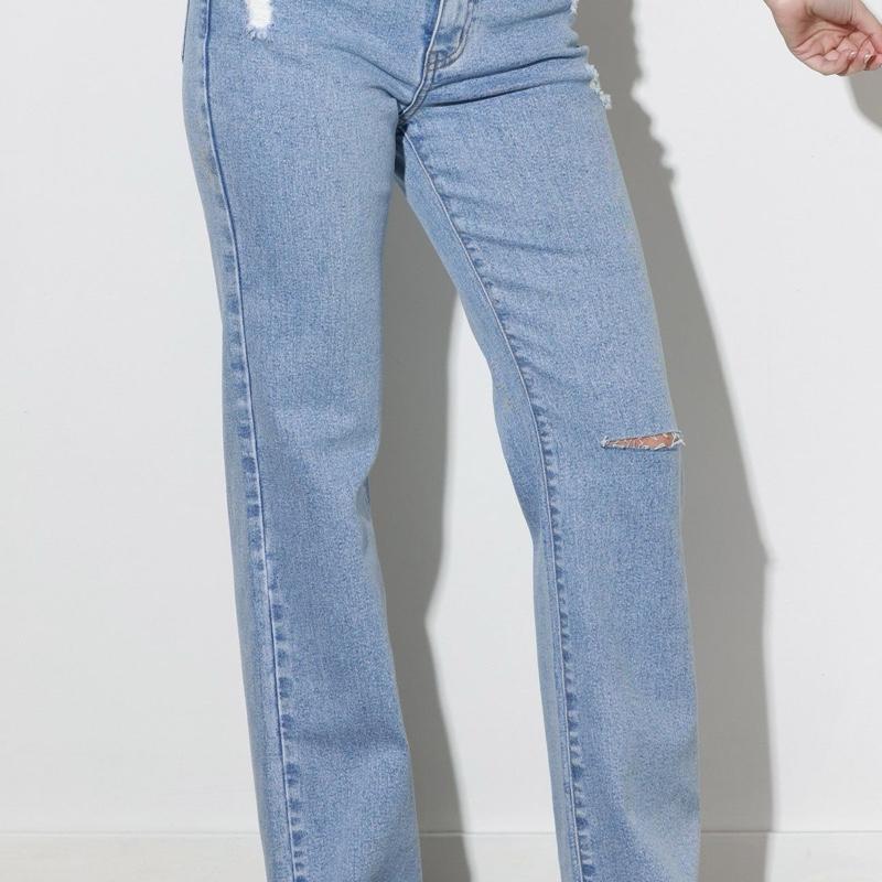 Vibrant P6182 Jeans Rectos Straight Leg with Sutil Desgaste Original Denim Womenswear Casual Chic Pants