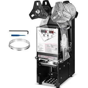 Fully Automatic Cup Sealing Machine, 500-650 Cups/H, Cup Sealer Machine for 180 mm Tall & 90/95 mm Cup, Electric Boba Tea Sealer with Digital Control LCD Panel for Bubble Milk Tea Coffee, Black