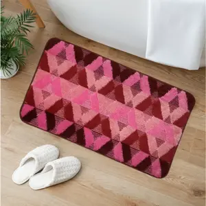 Mosaic  18X30'' Accent Rug Non-Slip ( Burgundy )