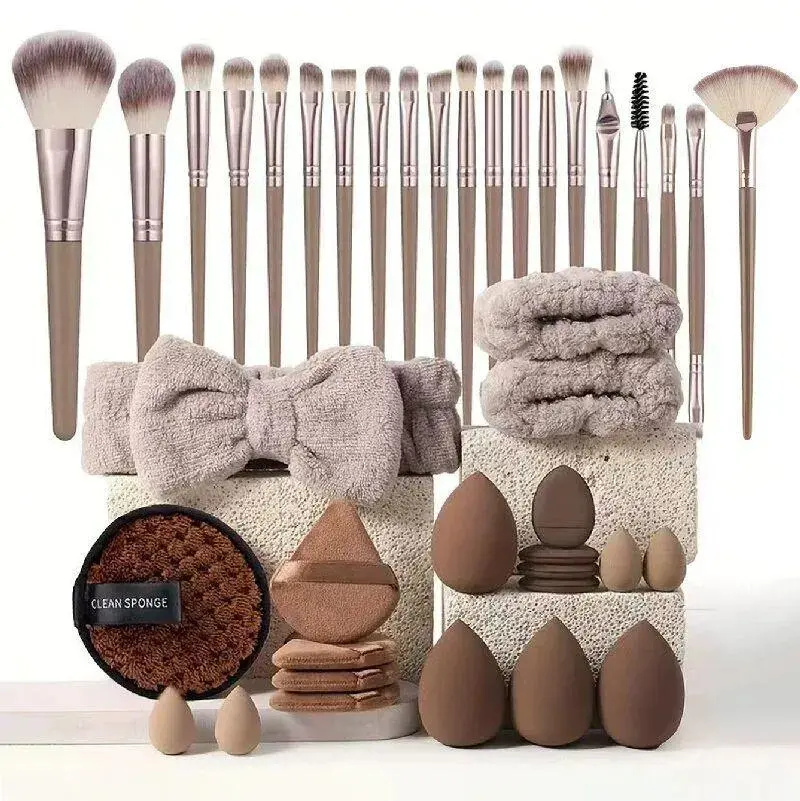 Professional Makeup Tools Set, 40pcs/set Cosmetic Brush & Sponge & Puff & Headband & Brush Cleaning Bowl Set, Multi-sue Facial Makeup & Cleaning Accessories, Makeup Products for Grunge Makeup Look, Makeup Brushes Set,  Makeup Brushes