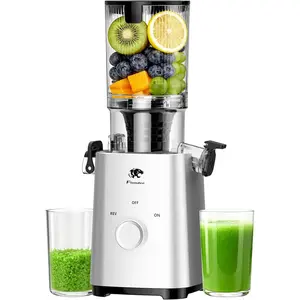 Cold Press Juicer, Juicers Machines - 5.3" Large Feed Chute for Whole Fruits & Vegetables, Powerful AC Brushless Motor, 99% Juice Yield, Ultra Quiet, Easy Clean, Extra one Replace juicer strainer T34
