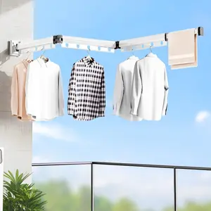 Adjustable Aluminum Alloy 2-In-1 Clothes Rack, Foldable, No Drilling Required, Wall Safe, Easy Installation, Bathroom & Balcony Accessories