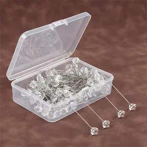 Rhinestone Flower Bouquet Pin (100pcs/box), Artificial Diamond Positioning Pin for Summer, Flower Bouquet Pin for Wedding Bridal Sewing Craft Sewing Decoration, Needle Crafts Kit