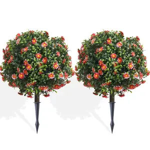 New Style Artificial Topiary Ball Plants with Spike Beautiful Artificial Daisies with Realistic Leaves Indoor & Outdoor Decoration UV-Resistant