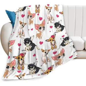 Chihuahua Throw Blanket Dog Gifts for Girls Boys Women Men Kids Adults Soft Flannel Fleece Blanket for Couch Sofa ​Bed Home Decor 50"x60"