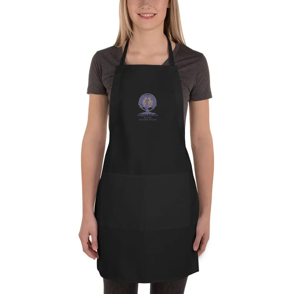 "Beauty is Carved by the Growth Within" Embroidered Apron