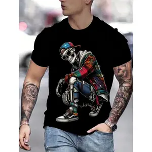 Men's 3D Print Fashion T-Shirt - Casual, Breathable Polyester, Machine Washable, Round Neck, Non-Transparent - Perfect for Summer