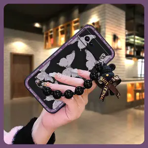 Dirt-resistant Black pearl pendant Phone Case For Google Pixel6A Waterproof silicone Simplicity Back Cover Skin-friendly feel Cartoon phone case Bear bracelet Anti-knock cute