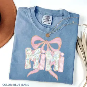 Comfort Colors Mimi T-shirt, Coquette Bow Mimi Shirt, Gift for Mimi, Mother’s Day Gift for Grandma, Baby Announcement Tee, Grandmother Gift