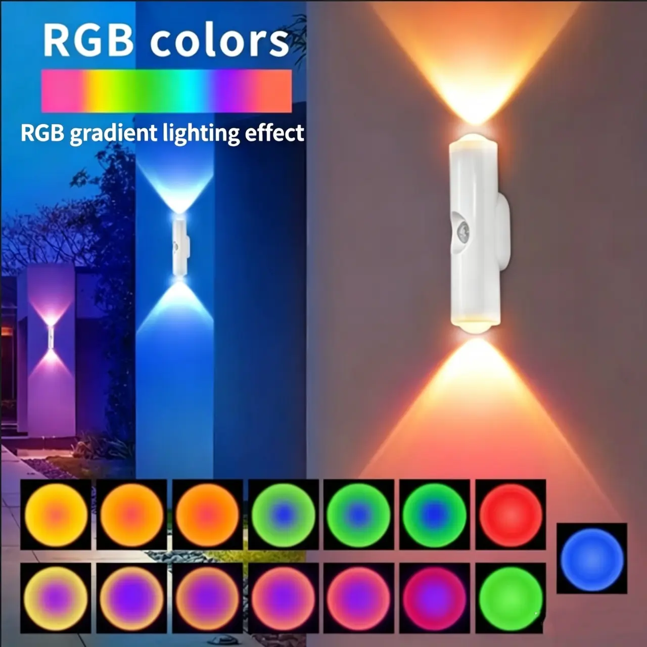 Smart LED Motion Sensor Night Light, Dimmable RGB Color Changing Wall Lamp, USB Rechargeable Gradient Magnetic Stick-on Ambient Light for Bedroom, Hallway, Entryway Home Lighting Decor Accessories