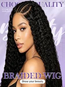 24 Inch Lace Wig, Front Braided Deep Wave Style, Tangle-Free, Effortless Beauty for Women, Stylish and Comfortable Hairpiece