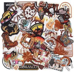 Western Embroidered Iron On Patches for Hats: 45Pcs Cowboy Sew On Applique Patches for Jackets Backpacks Clothing - Vintage Embroidery Patch for DIY Accessories