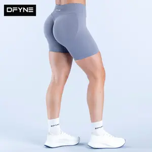 DFYNE Hot Selling Multi-Color 3-Waist Scrunch Butt Lift Seamless 3/4 Yoga Shorts – Low Waist Fitness Gym Pants for Women