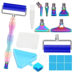 DIY Plastic Diamond Painting Tool Set, Diamond Painting Kit, Includes Metal Head Roller, Storage Tray, Container, Perfect for Art Crafts Nail Design