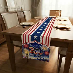 America 250 Years of Freedom Table Runner 1776–2026 – Patriotic USA Flag Stars Stripes, Independence Day Dining Decor