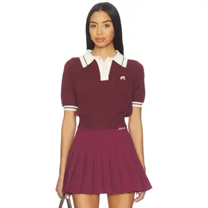 Malbon Golf Mikayla Knit Polo in Red Mahogany
