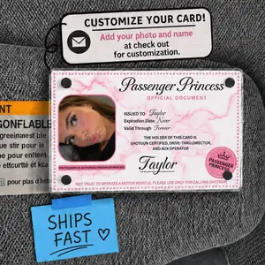 Custom Passenger Princess Card | Car Accessories | Car Decor Gift for Husband | Girlfriend Photo for Visor