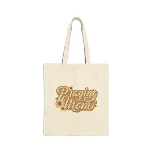 Praying Mom Tote Bag | Floral Script Canvas Tote