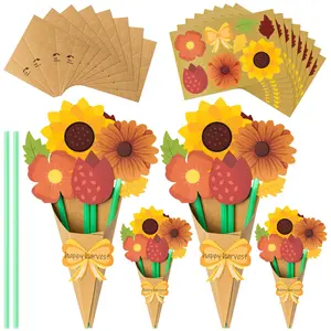 DIY Straw Paper Bouquet Craft Kit, 24pcs DIY Flower Making Set, Perfect for Mother's Day Gift, Classroom Activity, Party Decoration