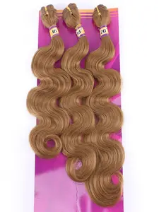 Body Wave Synthetic Hair Weave 3 Hair Bundles 16 18 20 Inches Color 27 Golden High Temperature Fiber Weaving wig