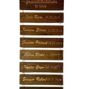 Children or Grandchildren Wall Decor - Hanging Decoration with Birthdates - Customizable Name and Date Display - Ornaments, Hangable