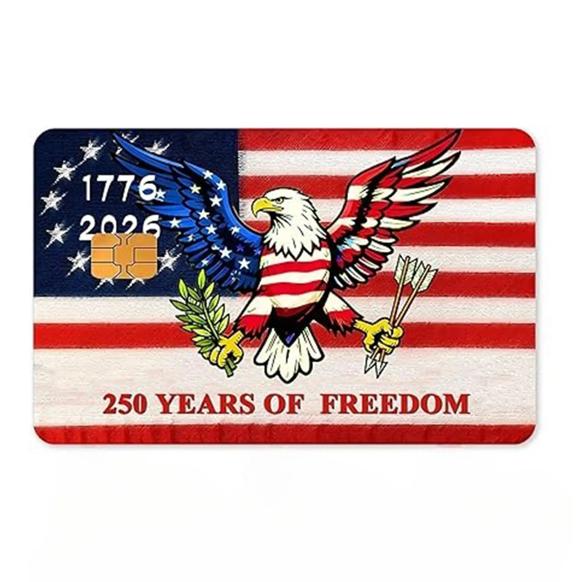250th USA Anniversary Card Skin, 4th of July Debit Credit Card Sticker Cover, Perfect Patriotic Gift, ATM Friendly
