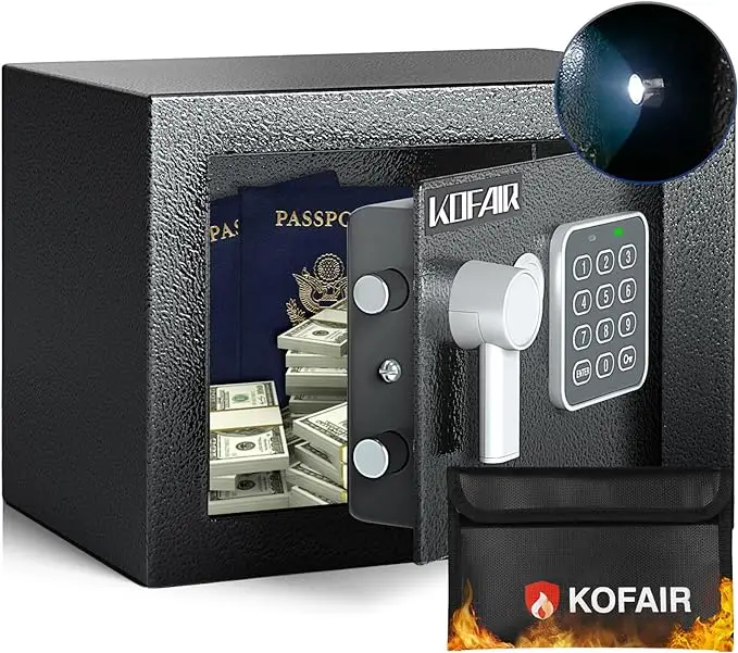KOFAIR safe box for Home Safe with Fireproof Bag, money saving safe, safe storage cabinet,smell proof container wall & floor safes smart