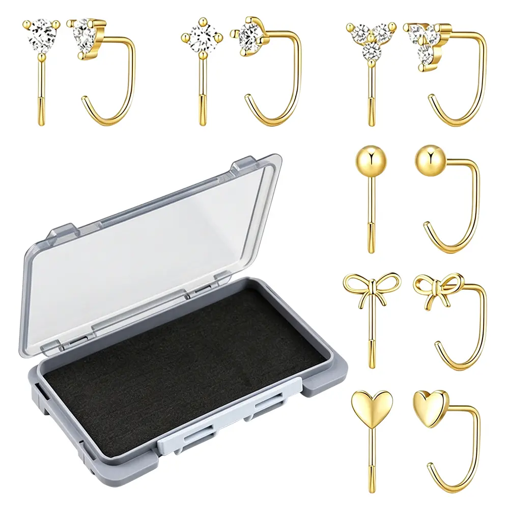 6Pairs Half Hoop Earrings for Women, Poke Free Comfort Fit Sleep in, No Back Huggies for Multiple Piercings, Hypoallergenic Lightweight