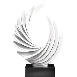 Home Decorative Sculpture,Gold Ocean Wave Statue,Resin Wing Statue, Living Room Dining Room Office Coffee Table Bookshelf Shelf (White)