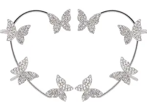 Butterfly Rhinestone Ear Cuff Earrings for Women - Non-Piercing Style, Round & Smooth Design, Non-Obtrusive with Rhinestone Accents, GIFT Option Available