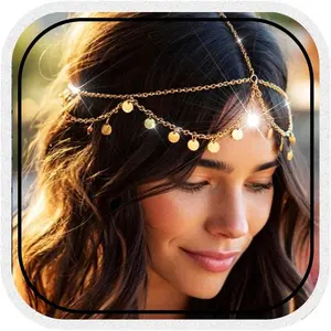 Sequin Gold Head Chain Cleopatra Headpiece Coin 1920s Accessories for Women