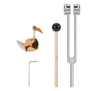 Resonance Tuning Fork 128hz with Reflex Hammer for Healing Chakra Set,Healing/Sound Therapy, Aluminum Alloy Sensory Tuning Fork Activator for Healing, Therapy Non Magnetic