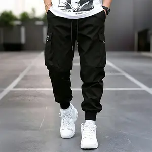 Men’s cargo jogger pants with multiple pockets — loose casual tactical long pants for spring/autumn, drawstring, versatile streetwear, men’s fashion