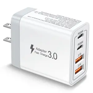 4-Port 2C2A Fast ChargerPD/QC3.0 for iPhone 15/Samsung20W Apple+18W Android Smartphone Charge 4 Devices at OnceSmart IC Protects Battery Charging in charging Cellphone Multi-Port USB Charger Portable new case