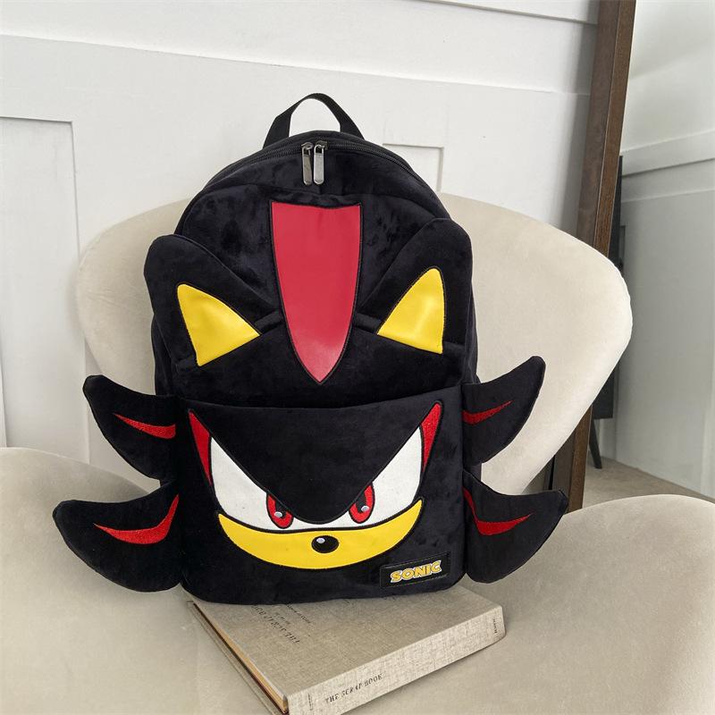 Sonic Shadow Black Fur Backpack Casual Bag Trendy Schoolbag