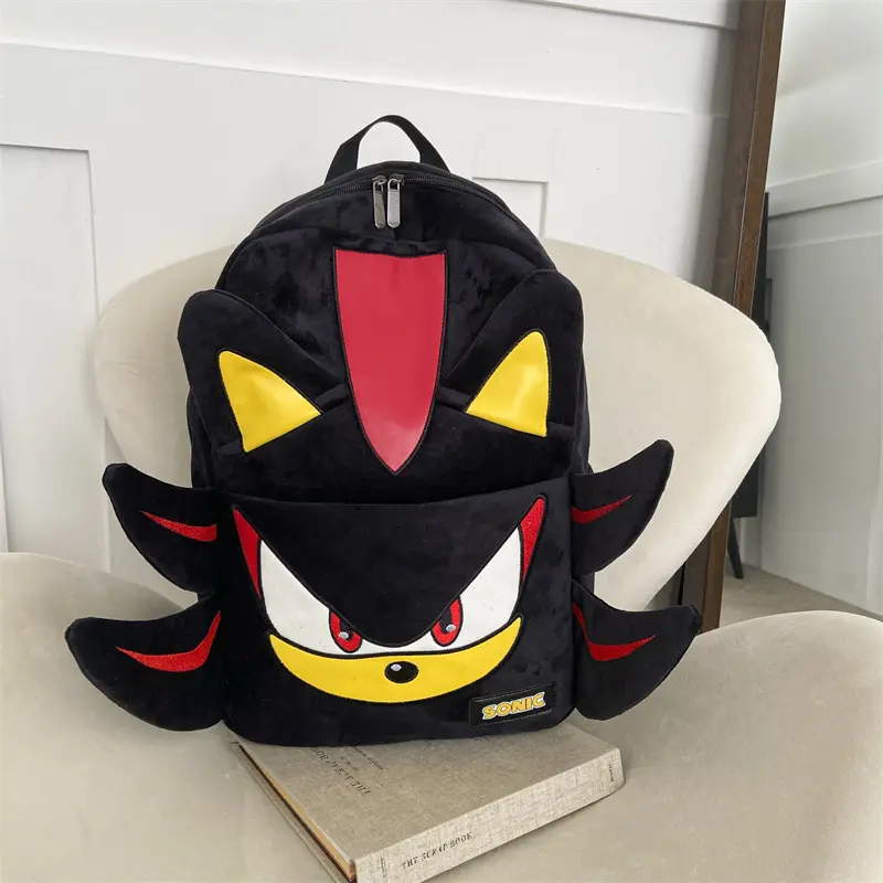 Sonic Shadow Black Fur Backpack Casual Bag Trendy Schoolbag