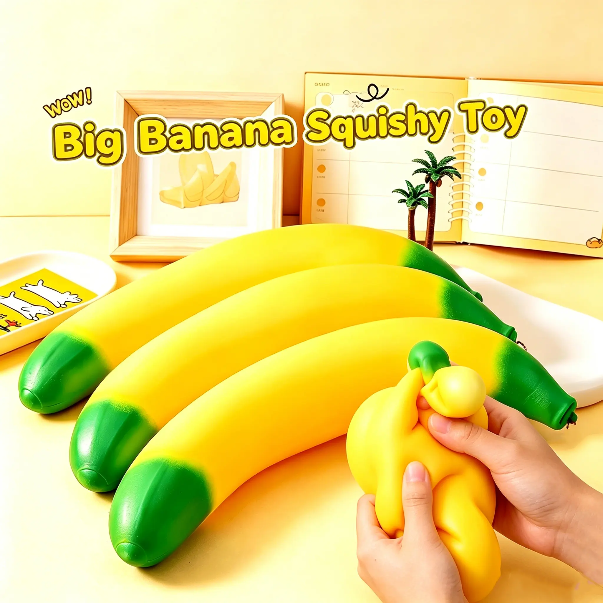 Jumbo Stretchable Banana Squeeze Toy, Sensory Fidget Toy for Anxiety Relief & Party Games