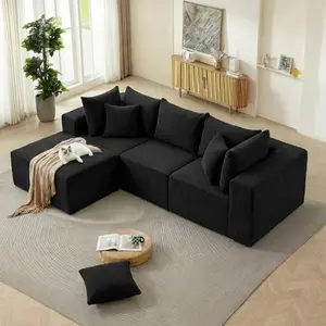 Winzoo 104”Modular Couch Compression Sectional for Living Room Cloud Comfy Minimalist Breathable Ottoman with Backrest Armrest