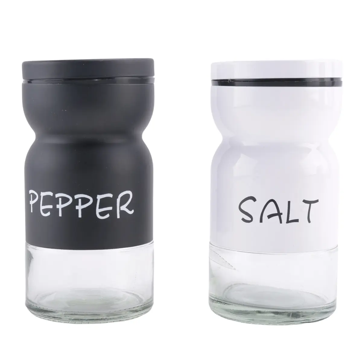 Modern Farmhouse Glass Salt and Pepper Shakers Set - Adjustable Lids Spice Jars, Home Kitchen Cooking Bottle Accessory, Housewarming Decor, Cute Packaging, Kitchenware
