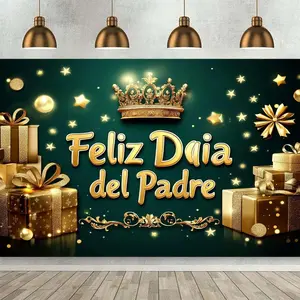Father's Day Party Banner with Golden Balloons, Ribbons & Crown Design - Durable Decor for Bedroom, Living Room, Photography Backdrop - No Electricity Needed, Multi-Use Celebration Decor, Easy Setup Decoration, Father Day Decorations