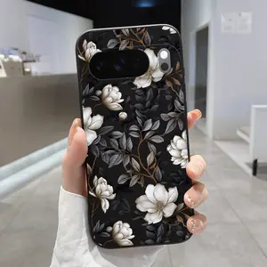 Magnolia elegance pattern Pattern Rounded Edge Phone Case for Google Pixel 10 9 8 7 Pro A XL Shockproof Non Slip Military-Grade Protection Liquid Silicone Cover Smartphone Casing