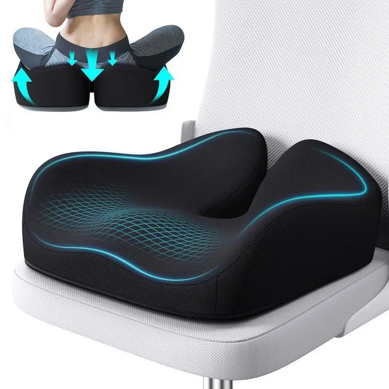 Seat cushion office chair, memory sponge, non-slip, cushion, tailbone, sciatica, tailbone pain relief butt pillow, wheelchair, black