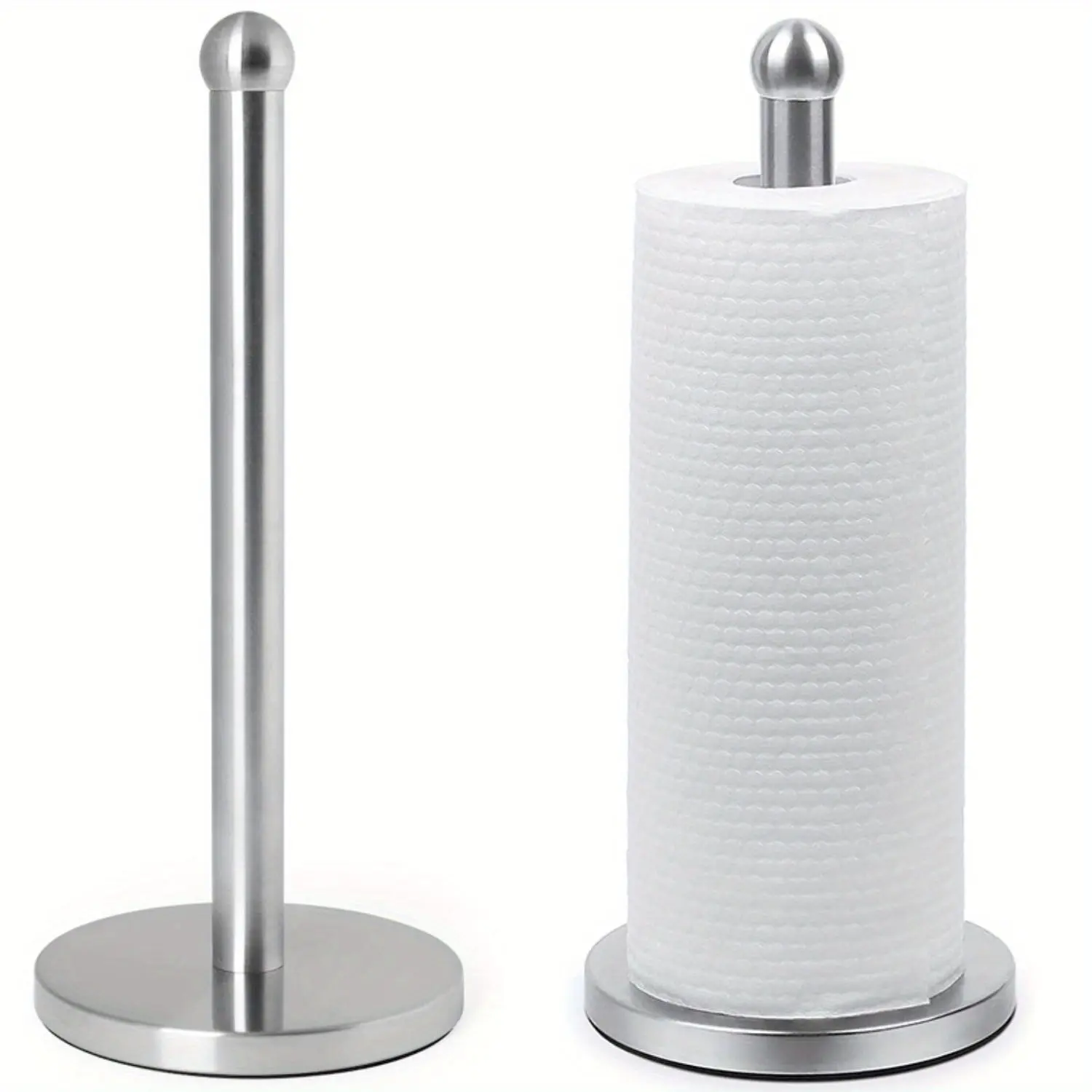 Stainless Steel Countertop Paper Towel Holder, Stand-Up Roll Dispenser for Kitchen and Bathroom