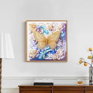 Diamond Painting Kits for Adults Flower Sea Butterfly 3D Partial Round Drill Special Shape Gem Art 19.7x19.7in DIY Puzzles Bead Kit for Wall Art