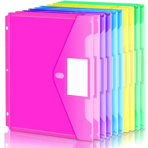 Binder Pocket, 10 Pack Super Heavyweight Plastic Folders with Tight Closure, Folders with Pockets Side Loading, Binder Organizer, Binder Dividers with Pockets, Letter Size, Assorted Colors