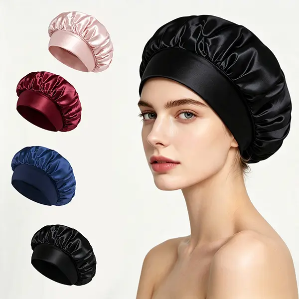 Luxury Satin Sleep Cap Set, High Elasticity Wide Band Headband, Hair Protection Silk Hat for Women & Men, Comfortable Home Use, Hair Care Cap, Satin Hair Bonnet, Sleeping Bonnet, Sleep Bonnets，Must-Have Gift